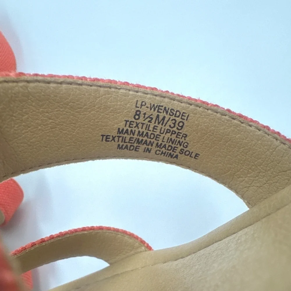 Lucky Brand Wensdei‎ Orange Espadrille Ankle Strap Wedge Sandals Womens 8.5 M